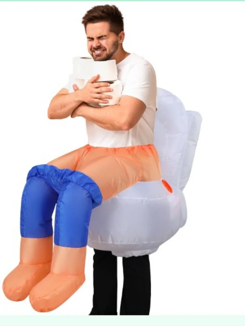Leyndo Inflatable Sitting on a Toilet Costume for Adult Halloween Toilet